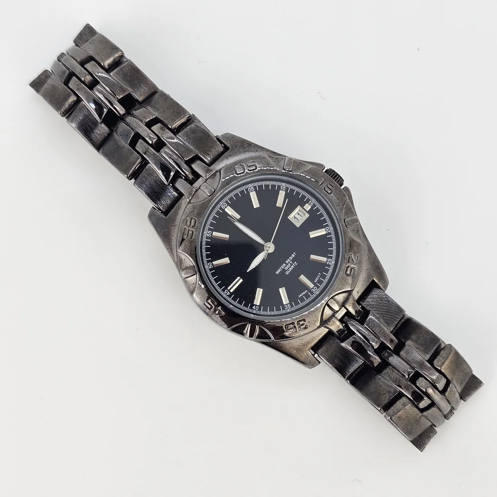 40MM‎ Men's Analog Watch Black Dial Date Black Bracelet Band 8.5